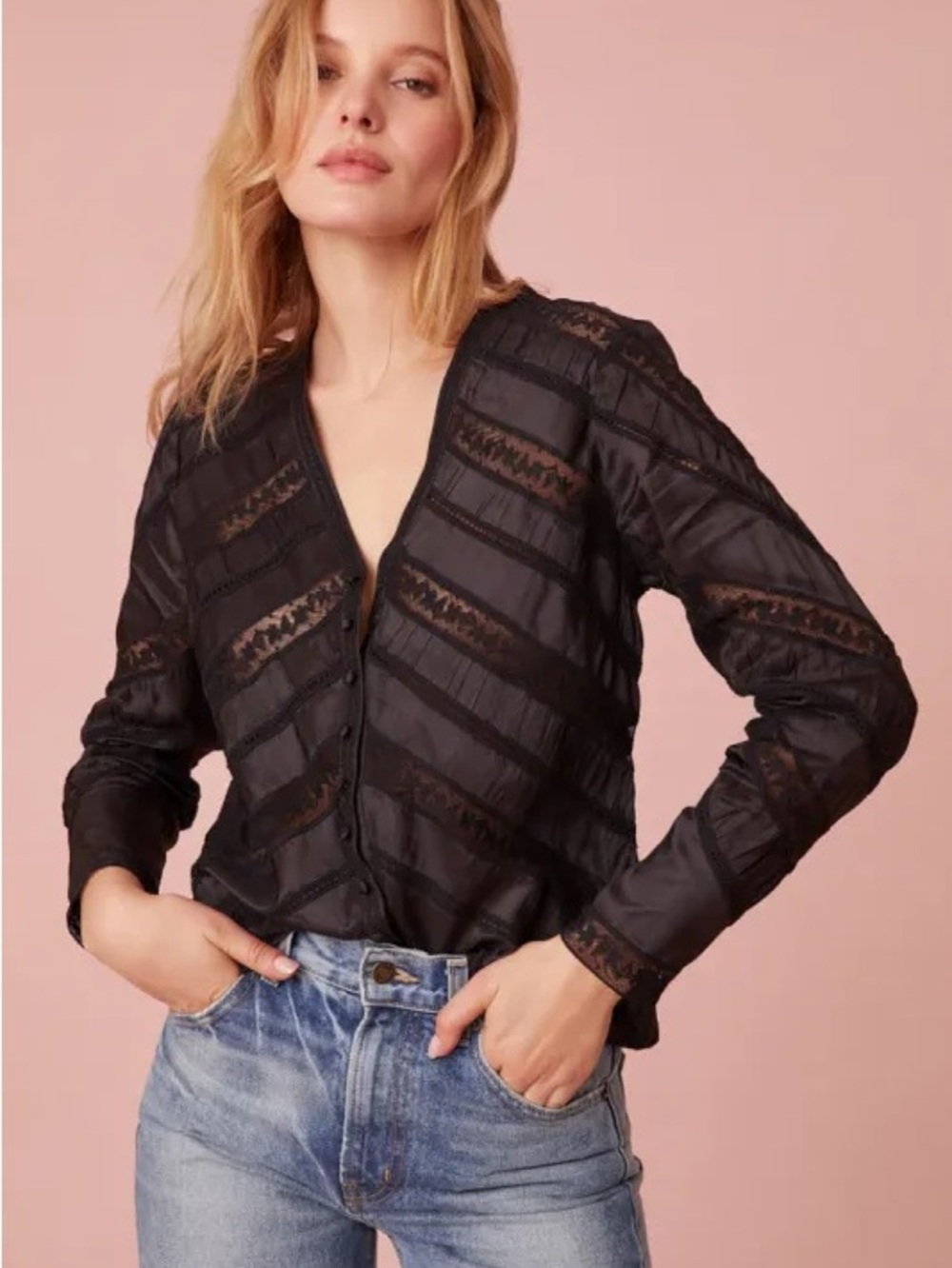 LoveShackFancy Tandra v-neck blouse